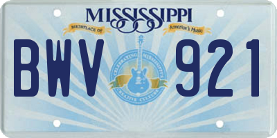 MS license plate BWV921