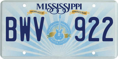 MS license plate BWV922