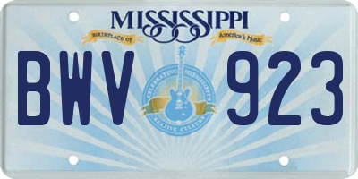 MS license plate BWV923