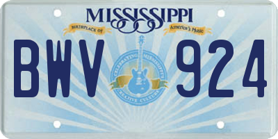 MS license plate BWV924