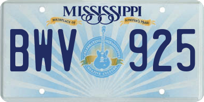 MS license plate BWV925