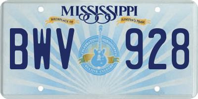 MS license plate BWV928