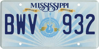 MS license plate BWV932