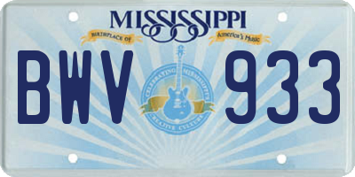 MS license plate BWV933