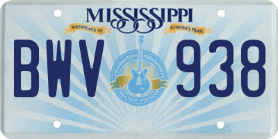 MS license plate BWV938