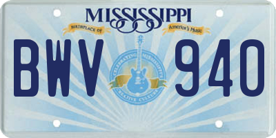 MS license plate BWV940