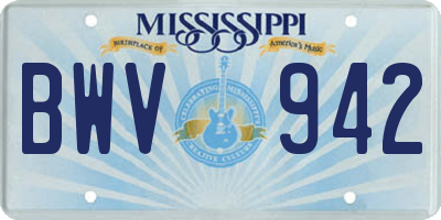 MS license plate BWV942