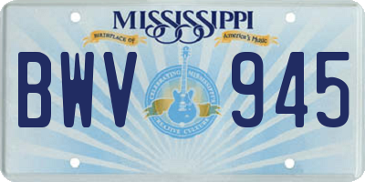 MS license plate BWV945