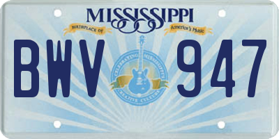 MS license plate BWV947