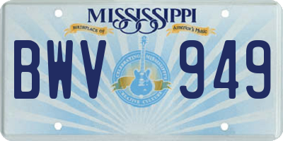 MS license plate BWV949