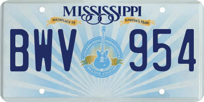 MS license plate BWV954