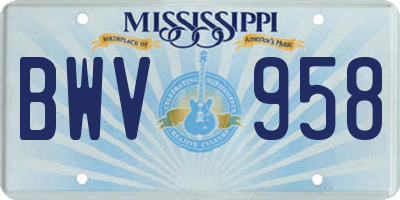 MS license plate BWV958