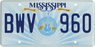 MS license plate BWV960