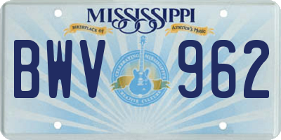 MS license plate BWV962