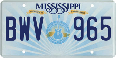 MS license plate BWV965
