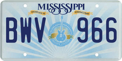 MS license plate BWV966