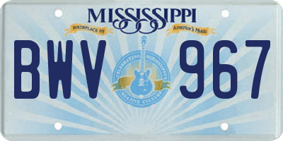 MS license plate BWV967