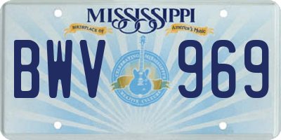 MS license plate BWV969