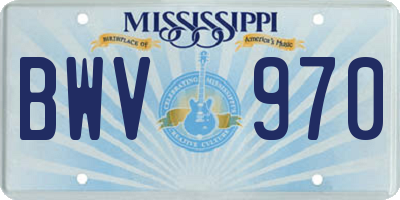 MS license plate BWV970