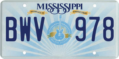 MS license plate BWV978