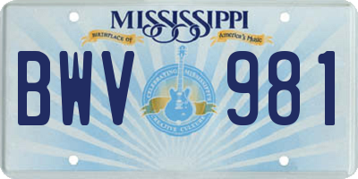 MS license plate BWV981