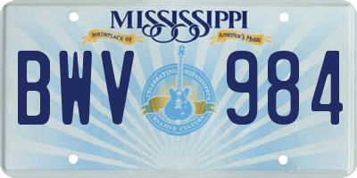 MS license plate BWV984