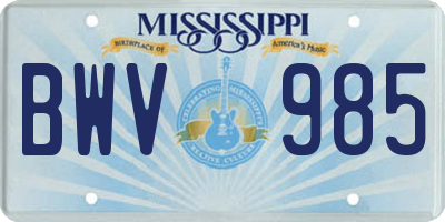 MS license plate BWV985