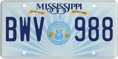 MS license plate BWV988