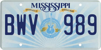 MS license plate BWV989