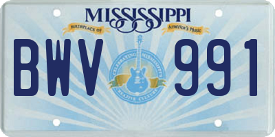 MS license plate BWV991