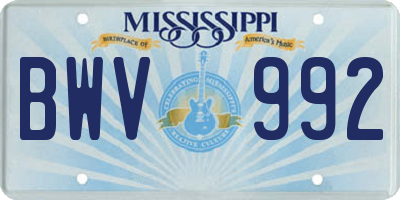 MS license plate BWV992