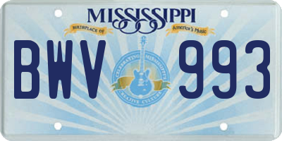 MS license plate BWV993