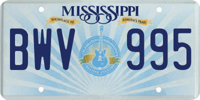MS license plate BWV995