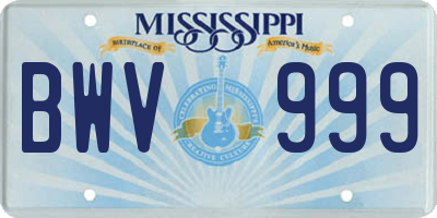 MS license plate BWV999