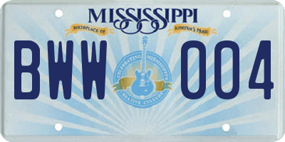 MS license plate BWW004