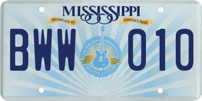 MS license plate BWW010