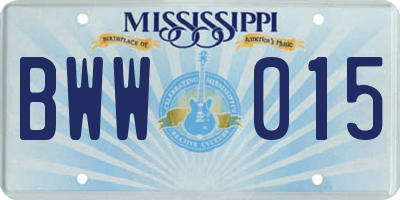 MS license plate BWW015