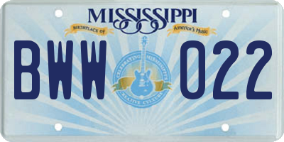 MS license plate BWW022