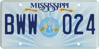 MS license plate BWW024