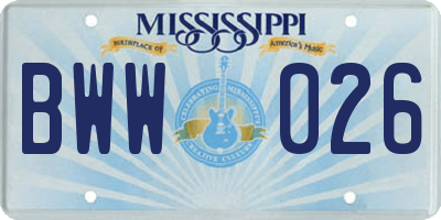 MS license plate BWW026