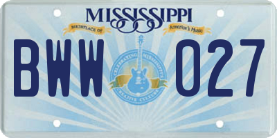MS license plate BWW027