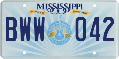MS license plate BWW042