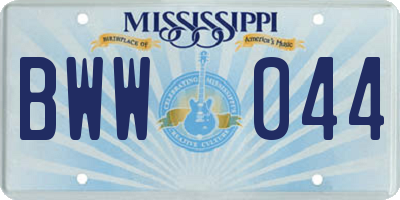 MS license plate BWW044
