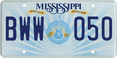 MS license plate BWW050