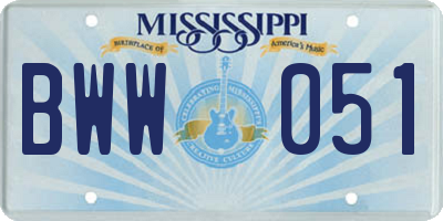 MS license plate BWW051