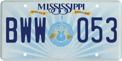 MS license plate BWW053