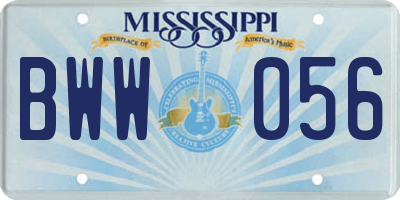 MS license plate BWW056