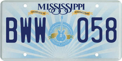 MS license plate BWW058