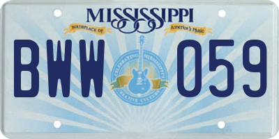 MS license plate BWW059