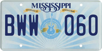 MS license plate BWW060